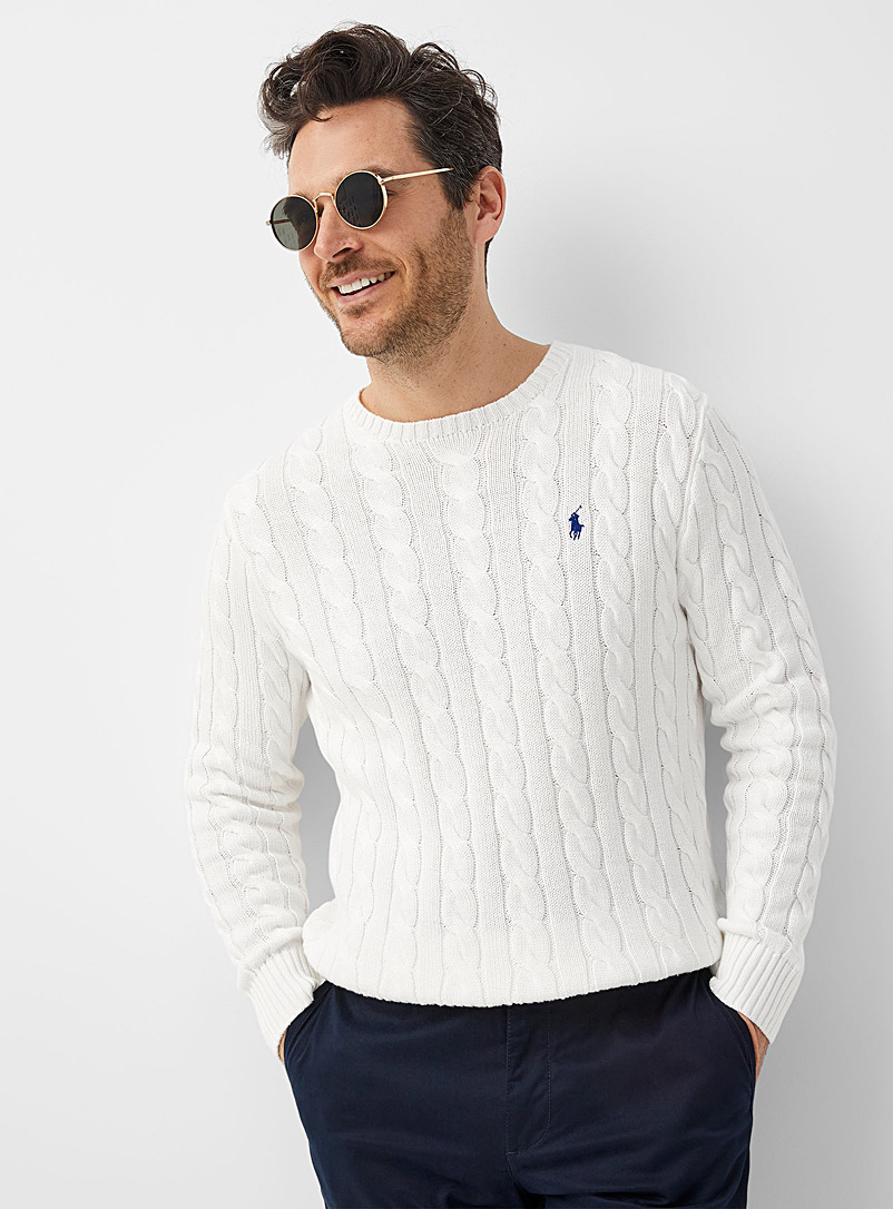 Embroidered rider twisted-cable sweater | Polo Ralph Lauren | Shop Men's  Crew Neck Sweaters Online | Simons