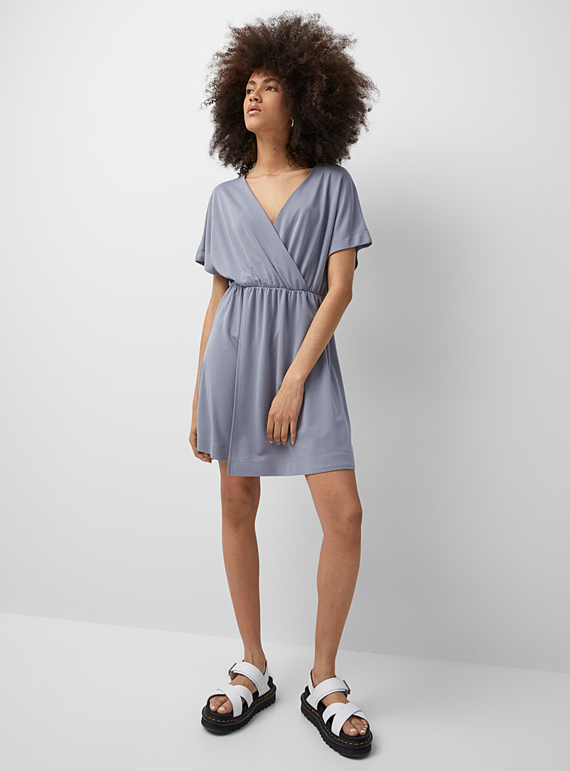 Twik Baby Blue Modal touch crossover dress for women