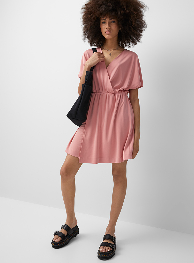 Twik Pink Modal touch crossover dress for women