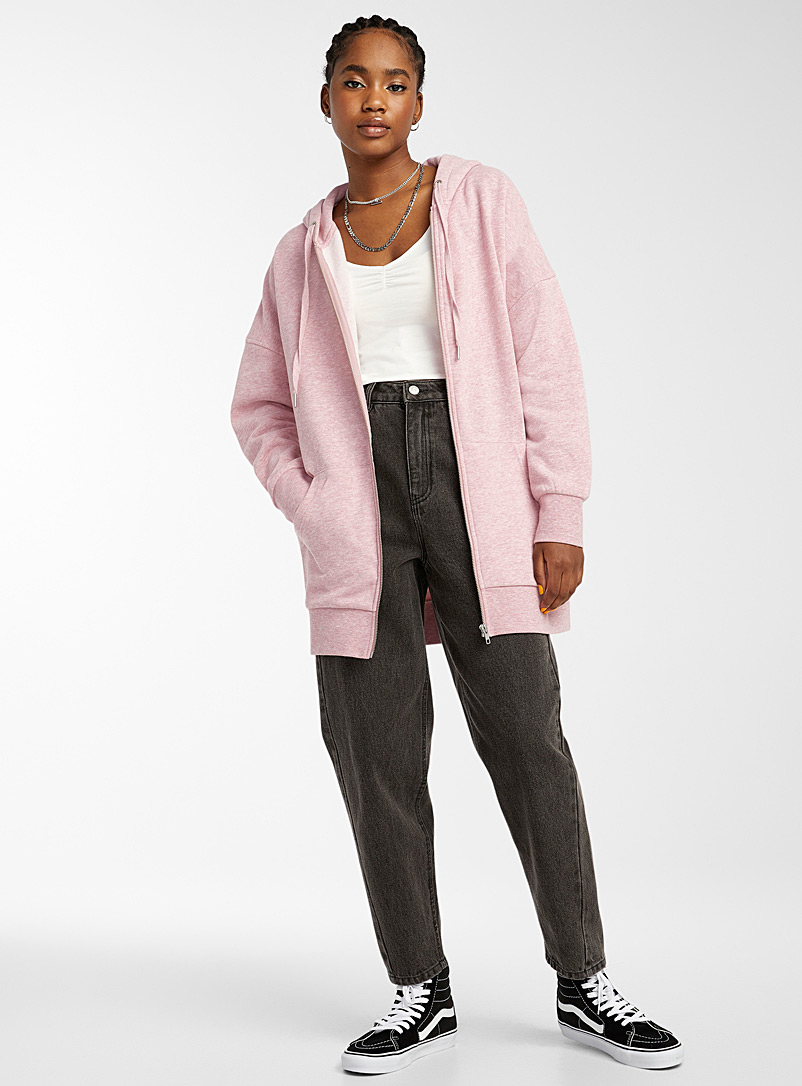 Twik Dusky Pink Organic cotton zip hoodie for women