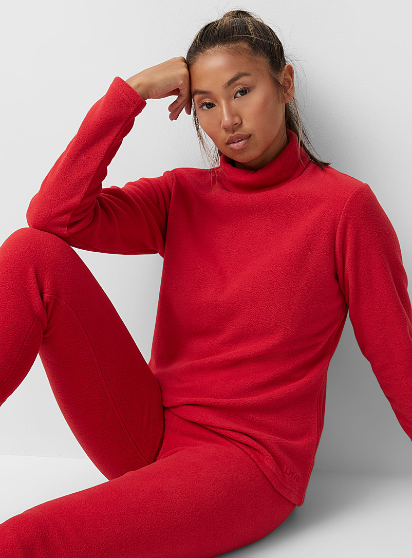 I.FIV5 Bright Red Recycled fleece mock neck for women