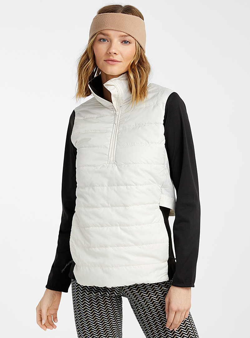 I.FIV5 Black and White Thermal microfibre quilted half-zip top for women
