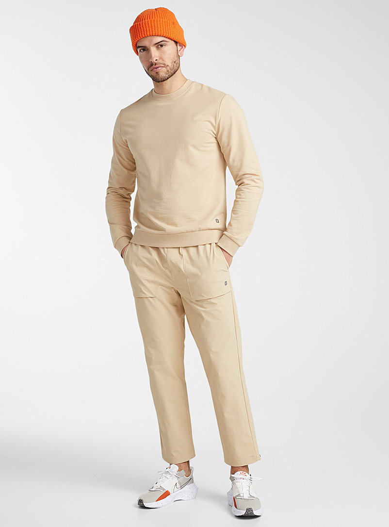 I.FIV5 Cream Beige Sweatshirt with ribbed terry reverse for men