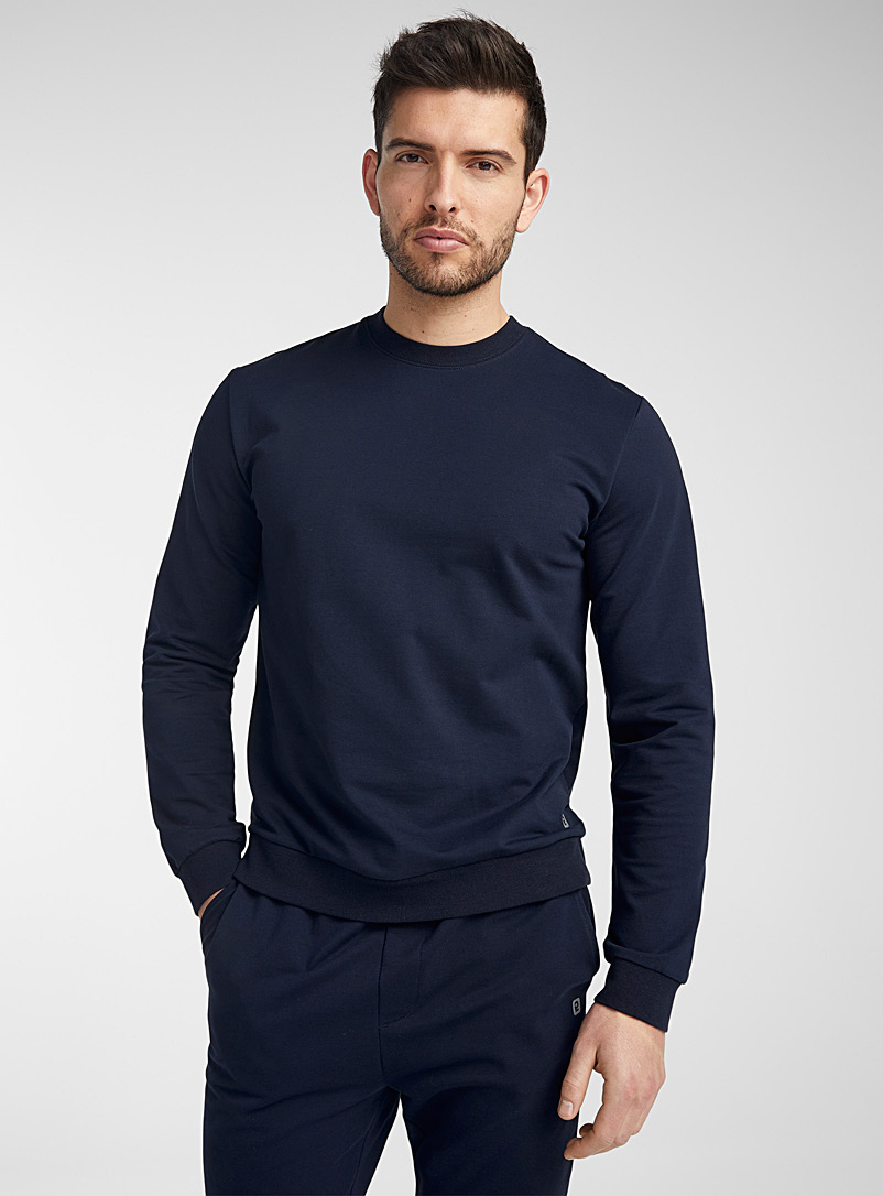 I.FIV5 Marine Blue Sweatshirt with ribbed terry reverse for men