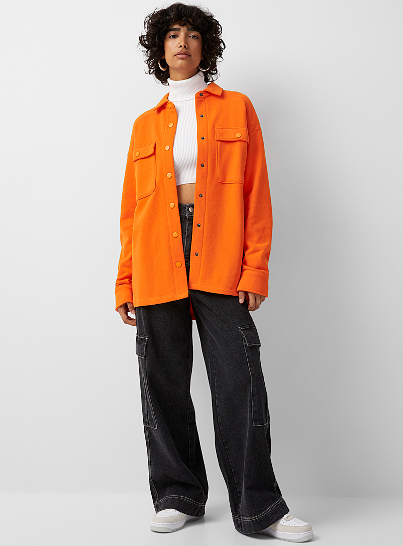 Twik Medium Orange Jersey utility overshirt for women