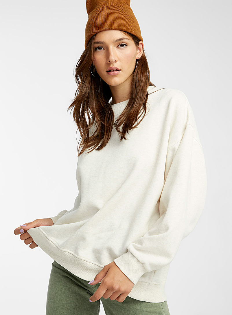 Twik Ivory White Organic cotton fleece boyfriend sweatshirt for women
