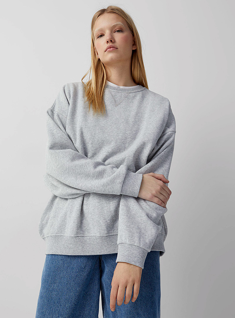 Twik Grey Organic cotton fleece boyfriend sweatshirt for women