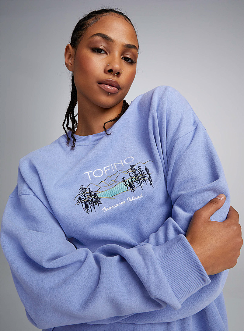 Twik Slate Blue Oversized popular destination sweatshirt for women