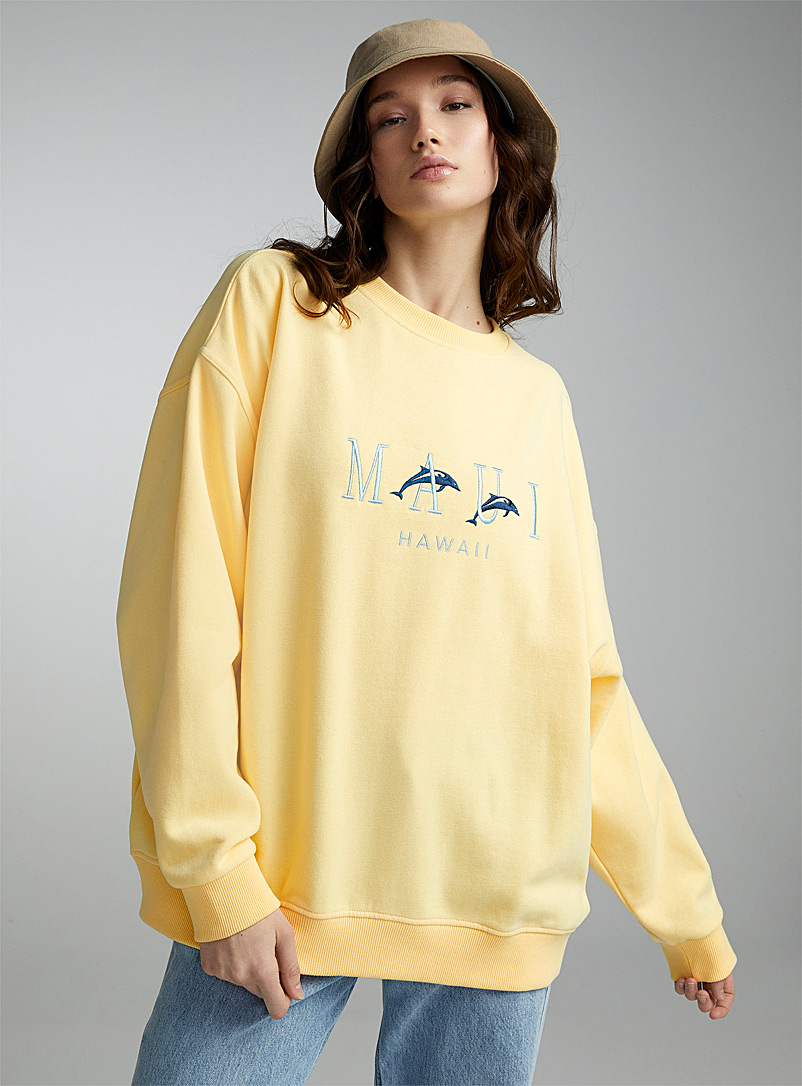 Twik Light Yellow Oversized popular destination sweatshirt for women