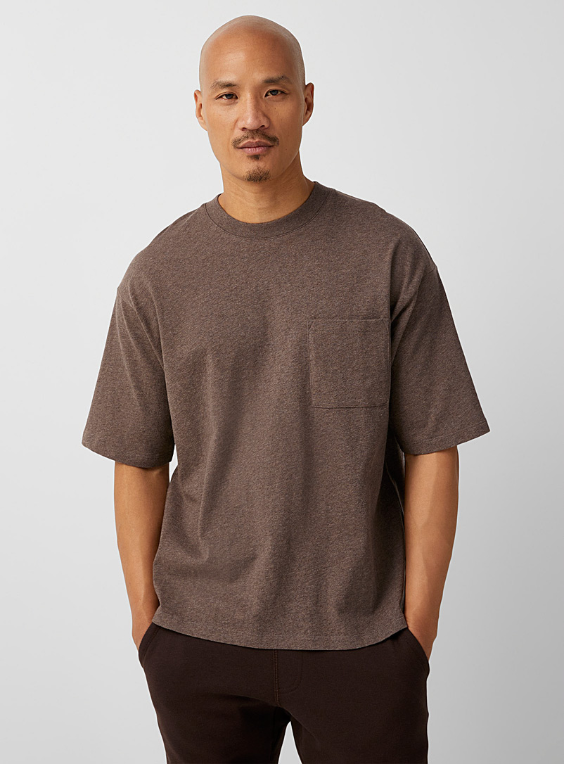 Le 31 Dark Brown Oversized patch-pocket T-shirt for men