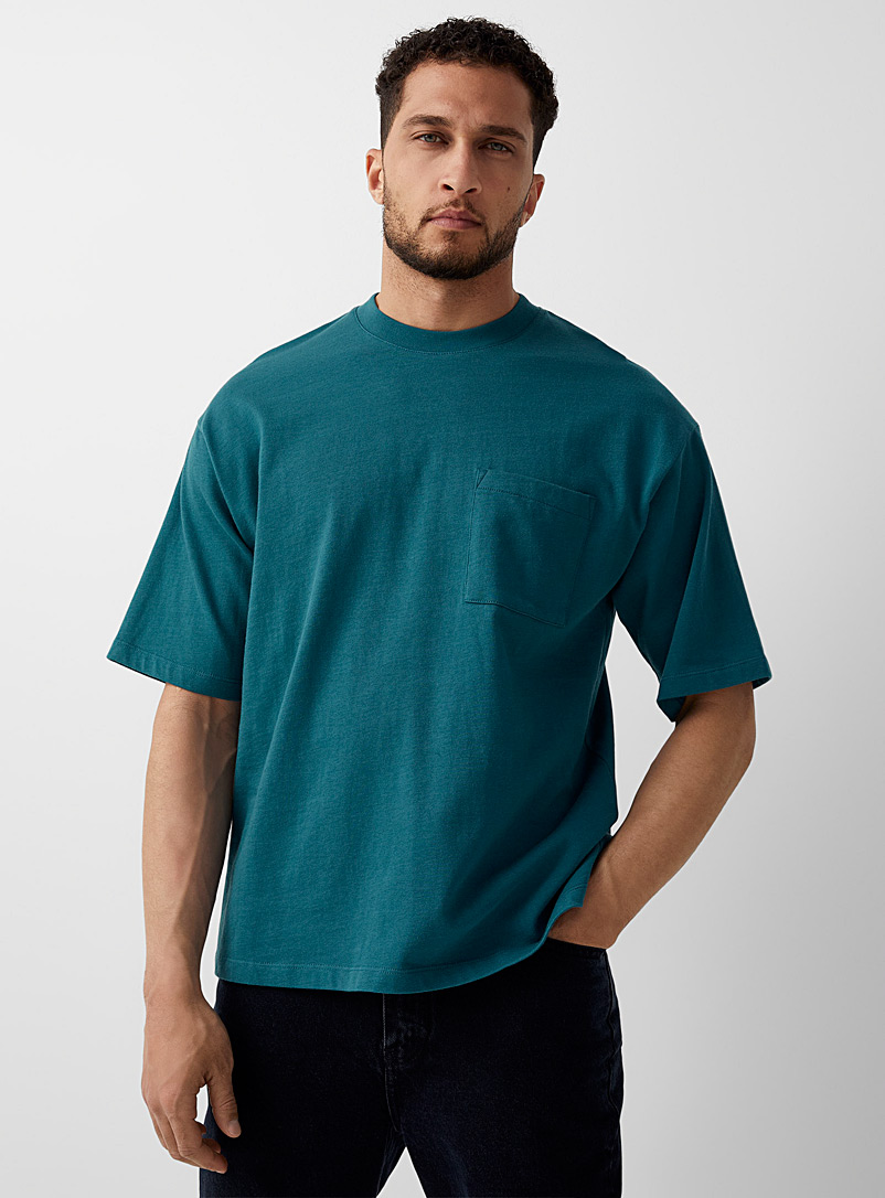 Le 31: Le t-shirt surdimensionné poche plaquée Bleu moyen-ardoise pour homme