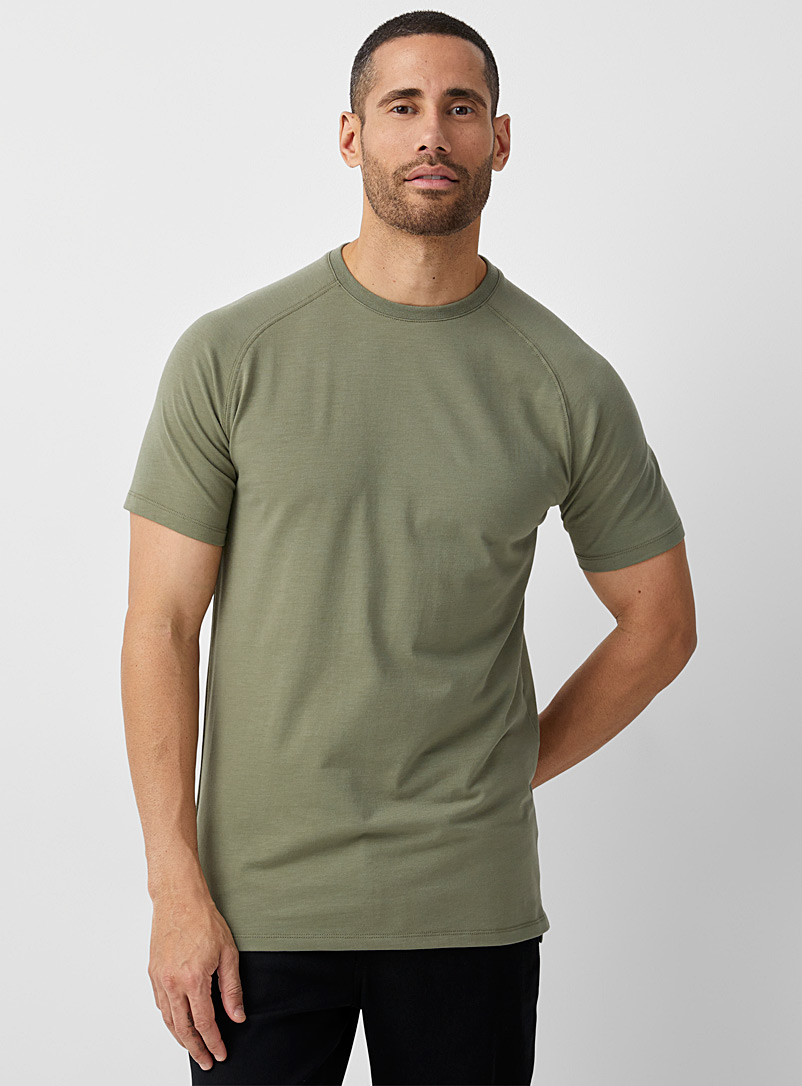 Le 31 Mossy Green Athletic raglan T-shirt for men