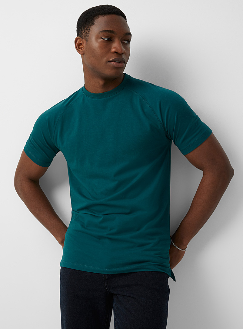 Le 31: Le t-shirt ajusté raglan Sarcelle-turquoise-aqua pour homme