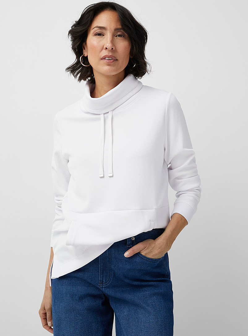 Contemporaine: Le sweat col cordon jersey moelleux Blanc pour femme