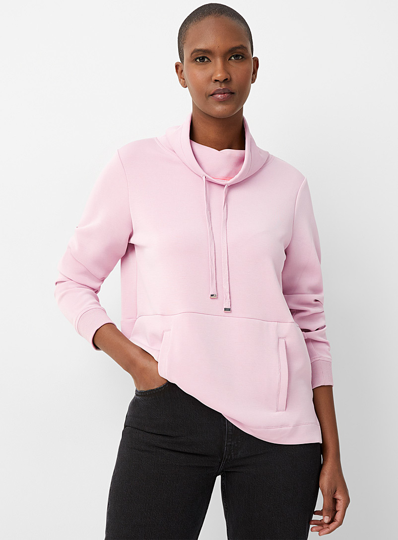 Contemporaine: Le sweat col cordon jersey moelleux Vieux rose pour femme