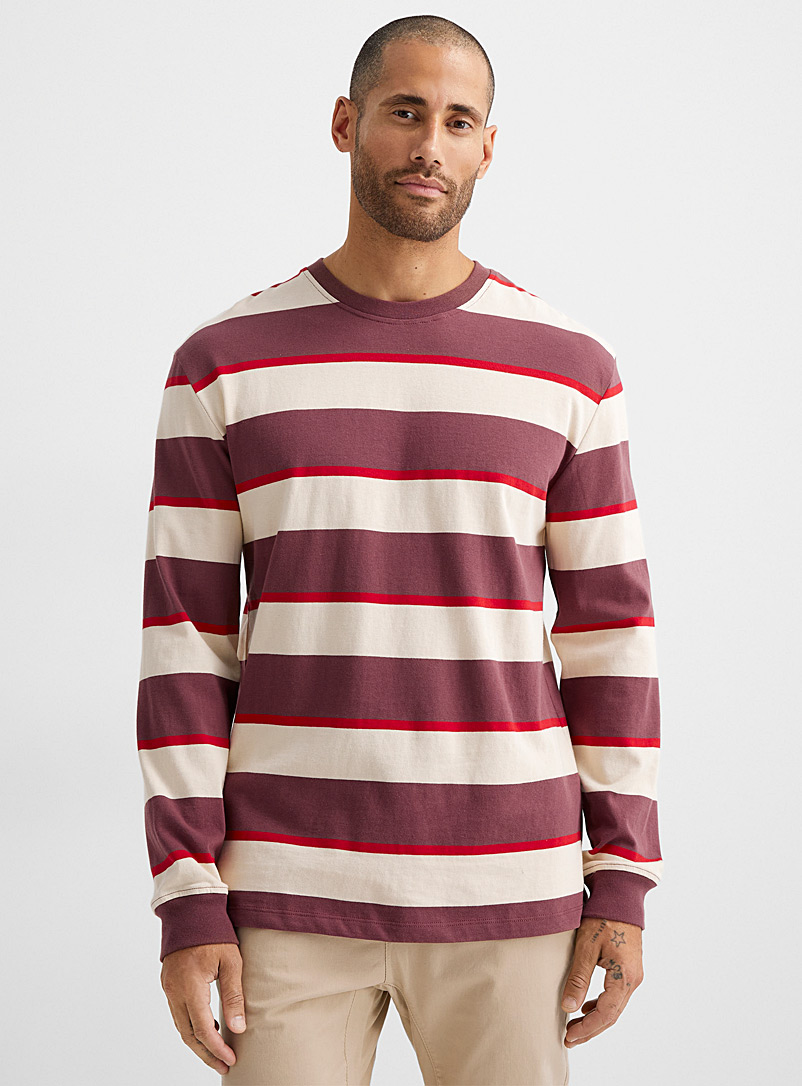 Le 31 Ruby Red Tricolour stripe T-shirt for men