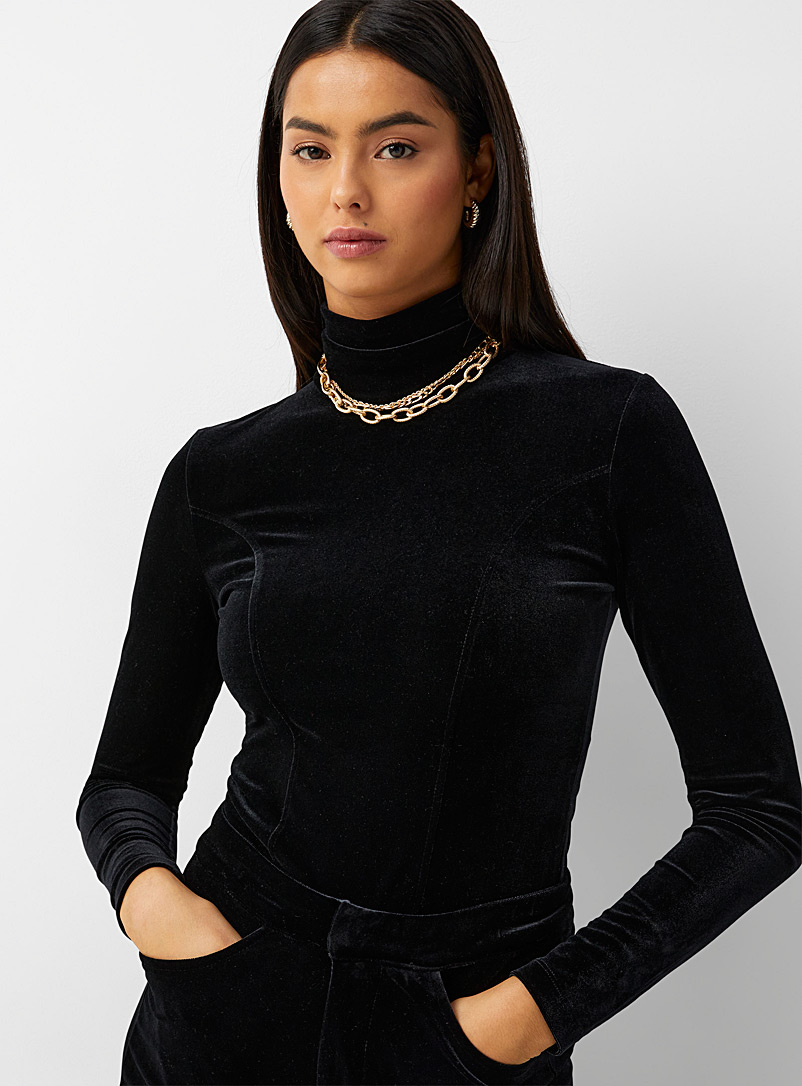 Icône Black Velvet mock neck for women