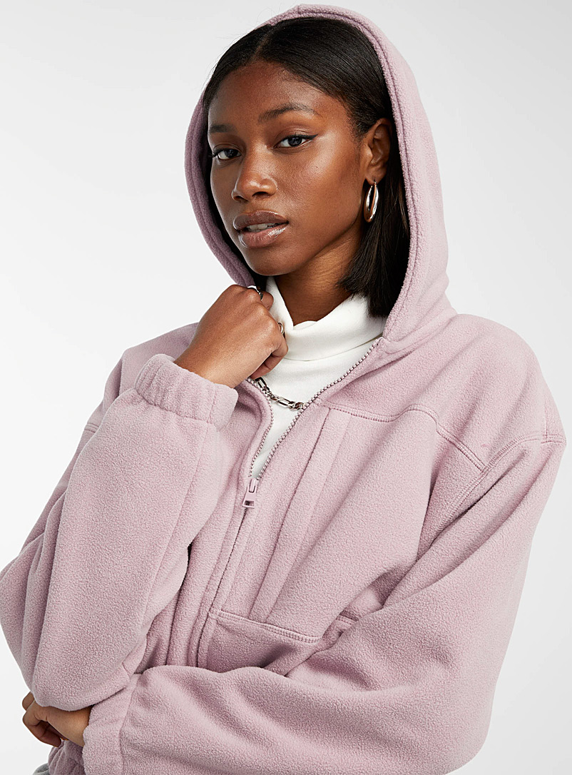 Twik Lilacs Hooded zipped fleece sweatshirt for women