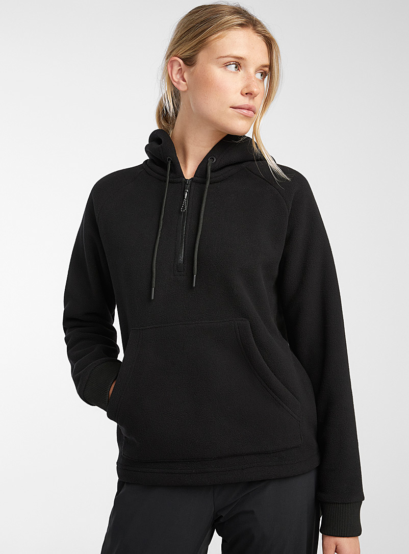 I.FIV5 Black Polar fleece hoodie for women
