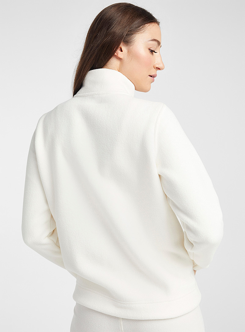 I.FIV5 Cream Beige Zip-closure polar fleece jacket for women