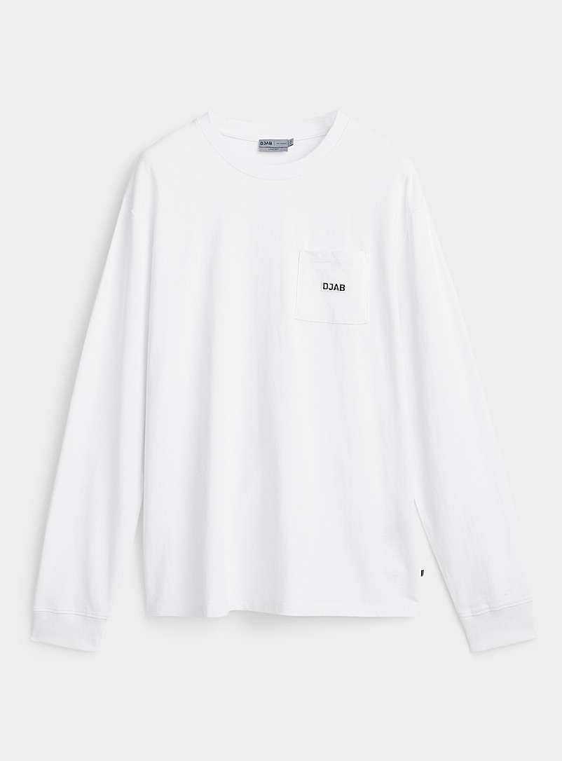 Djab: Le t-shirt manches longues pochette logo Blanc pour homme