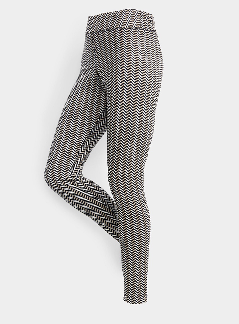 I.FIV5: Le legging polaire taille haute fibres recyclées Brun à motifs pour femme