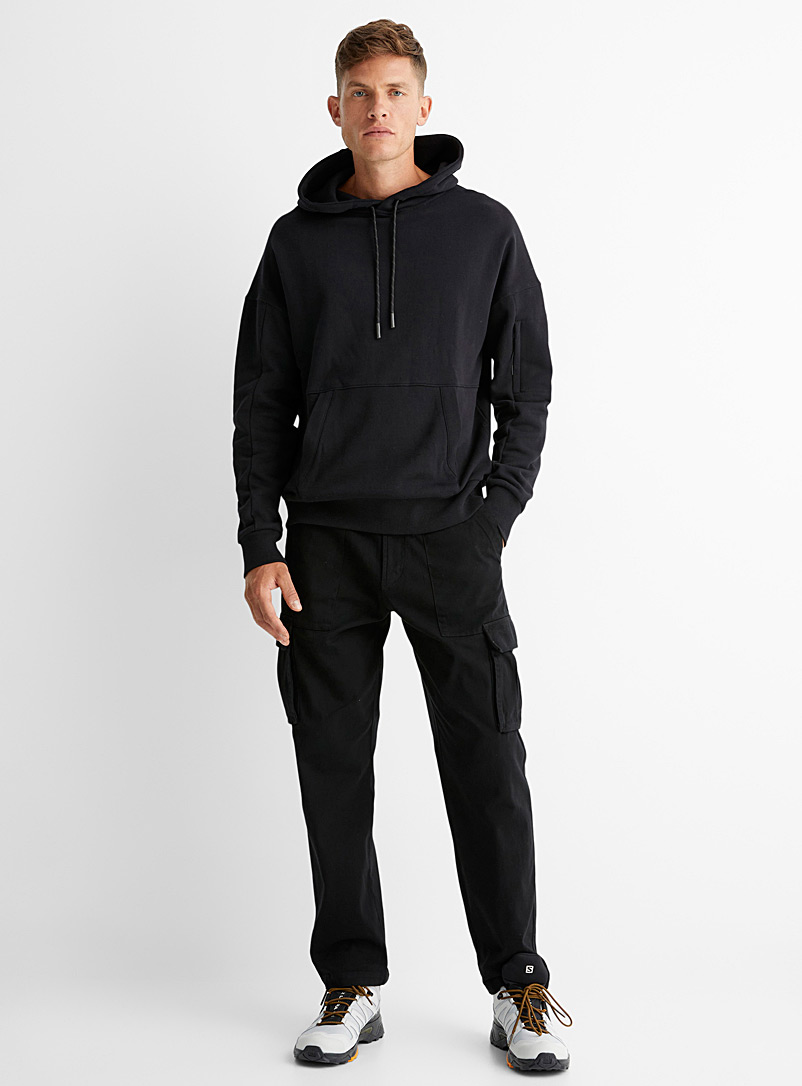 Le 31 Black Utility hoodie for men