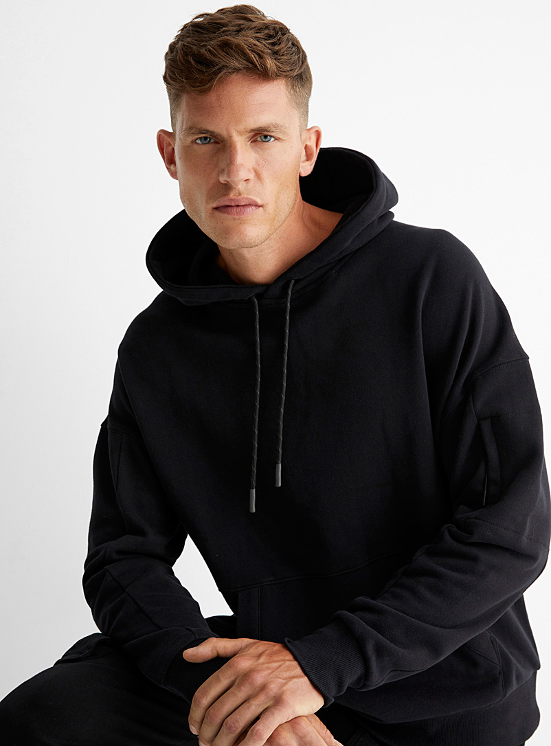 Le 31 Black Utility hoodie for men