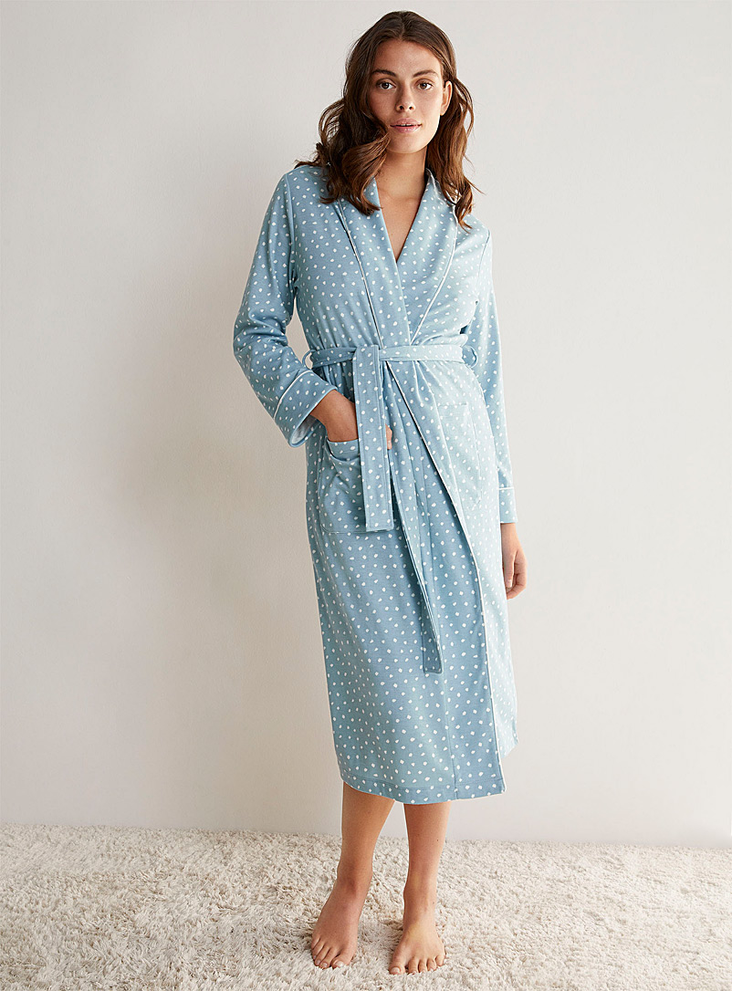 Miiyu Patterned Blue Organic cotton patterned robe for women