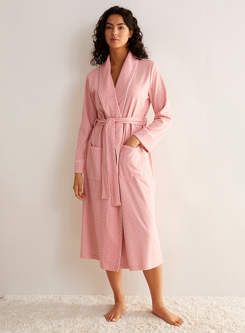 Miiyu Pink Organic cotton patterned robe for women