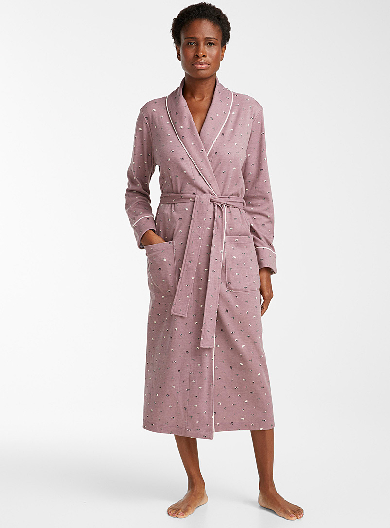 Miiyu Dusky Pink Organic cotton floral robe for women