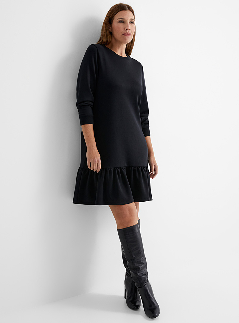 Contemporaine: La robe à volant jersey moelleux Noir pour femme