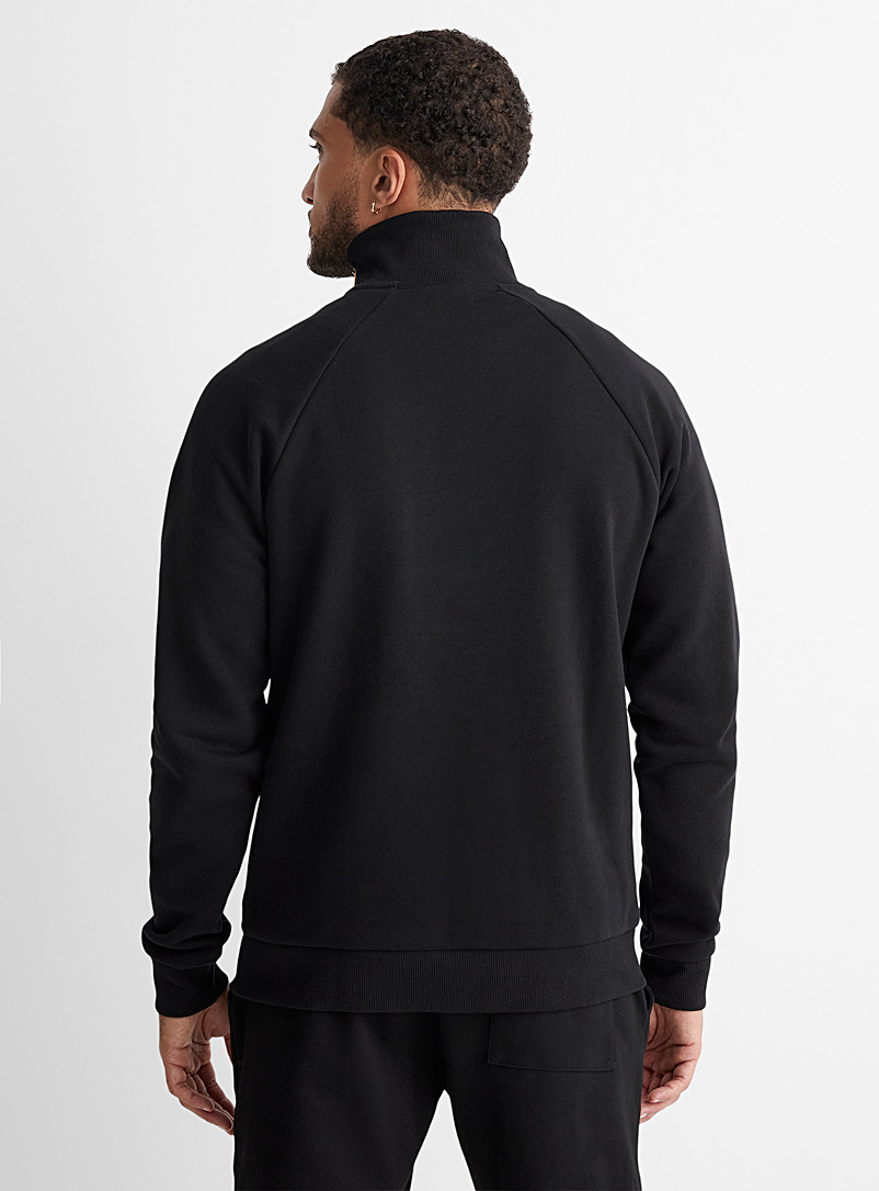 Le 31 Black Asymmetric half-zip sweatshirt for men