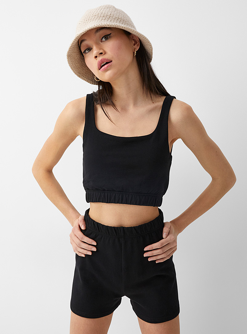 Twik Black Recycled cotton cropped cami for women