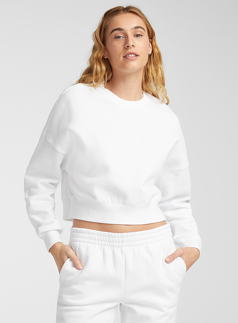Miiyu x Twik White Organic cotton cropped sweatshirt for women