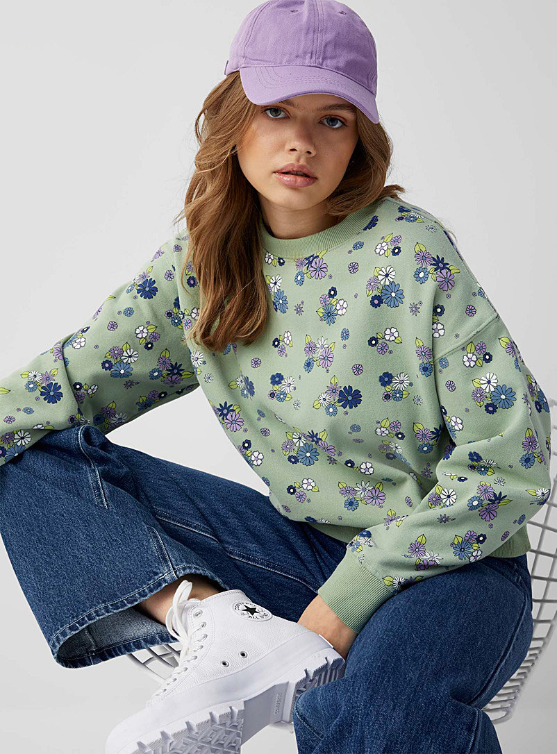 Twik Patterned Green Nature print sweatshirt for women
