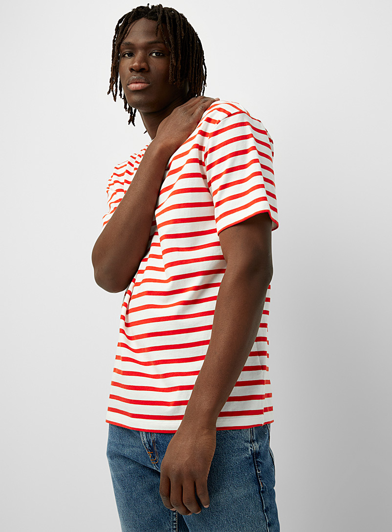 Le 31: Le t-shirt breton coton bio Rouge vif-écarlate pour homme