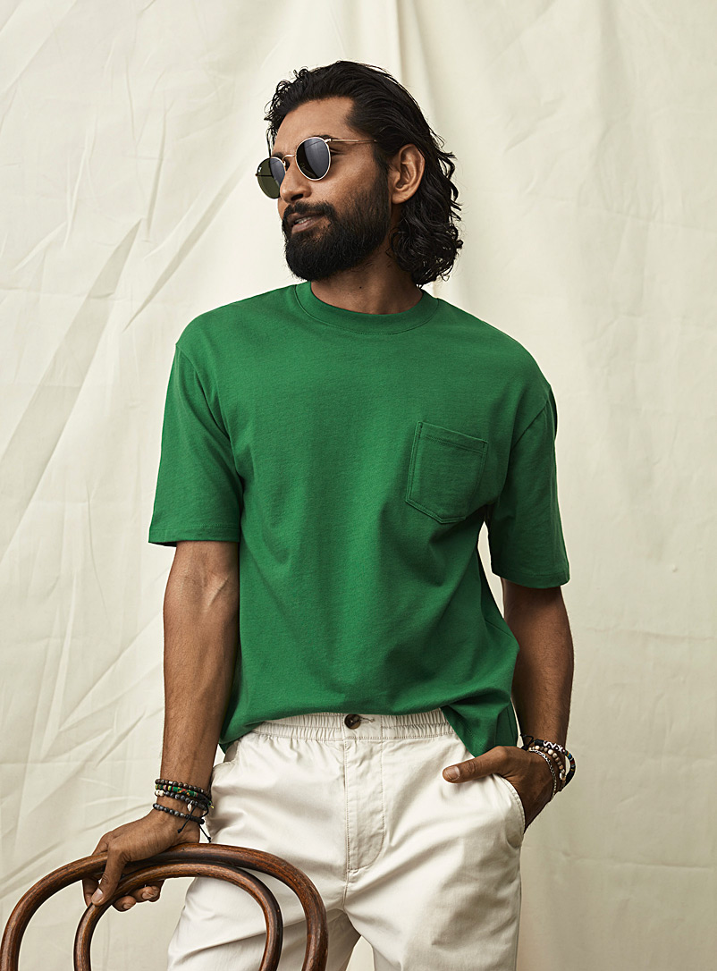 Le 31 Green Boxy pocket T-shirt for men