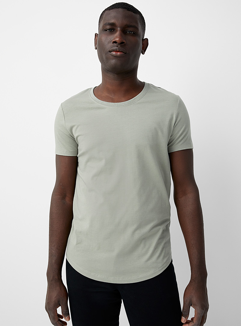 Le 31 Mossy Green Scoop-neck fitted T-shirt for men