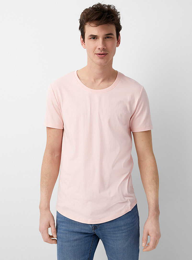 Le 31: Le t-shirt ajustée col rond dégagé Vieux rose pour homme