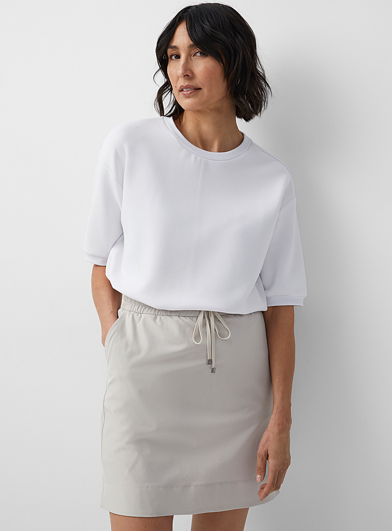 Contemporaine White Peachskin short-sleeve sweatshirt for women
