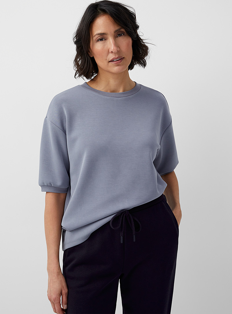Contemporaine Blue Peachskin short-sleeve sweatshirt for women
