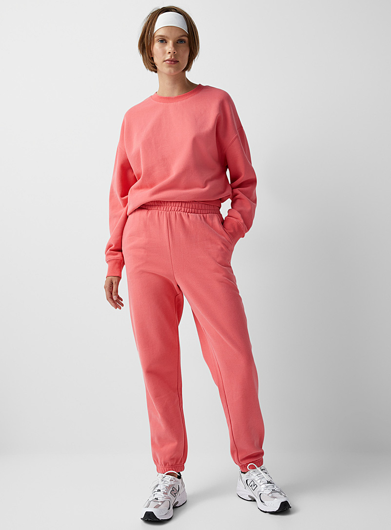 Twik Pink Organic cotton terry underside joggers for women