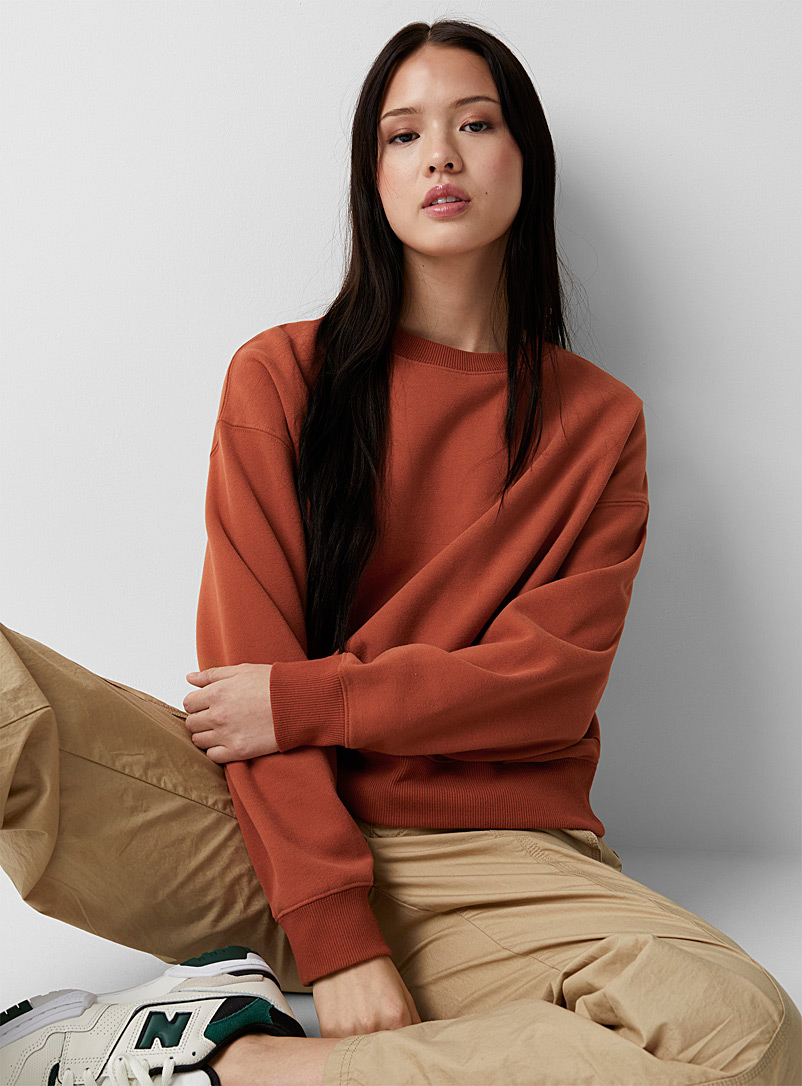 Twik Copper Organic cotton fleece-interior sweatshirt for women