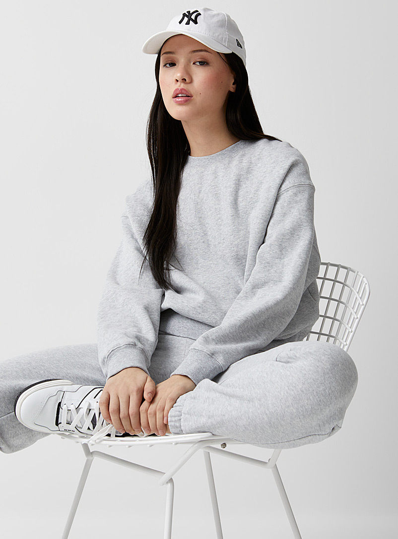 Twik Grey Organic cotton fleece-interior sweatshirt for women