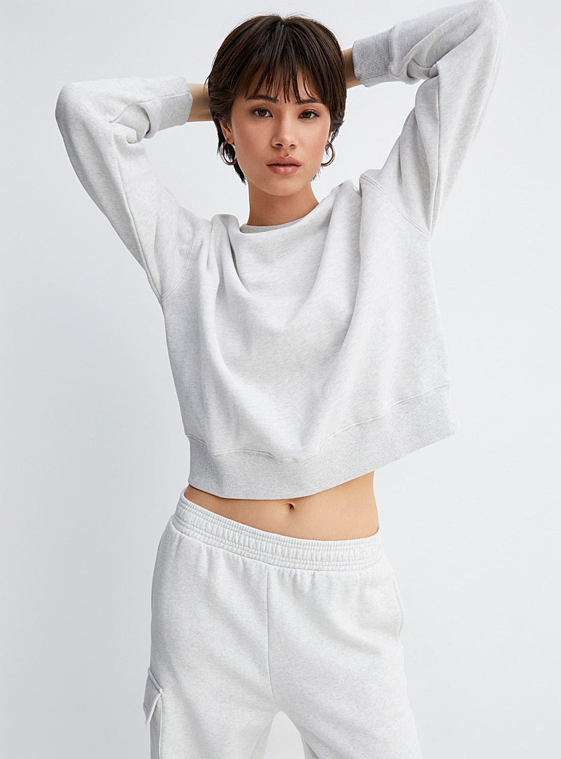 Twik Pale grey Organic cotton fleece-interior sweatshirt for women