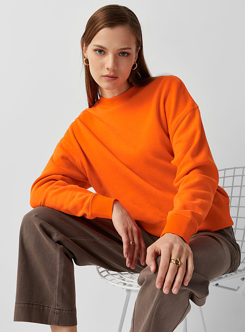 Twik Orange Organic cotton fleece-interior sweatshirt for women