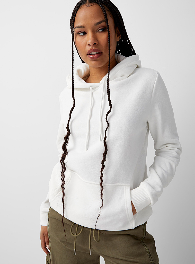 Twik White Fleece-lined hoodie for women