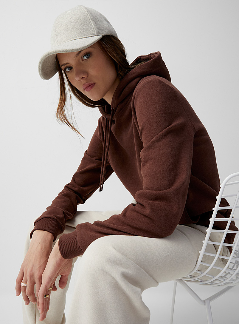 Twik Brown Fleece-lined hoodie for women