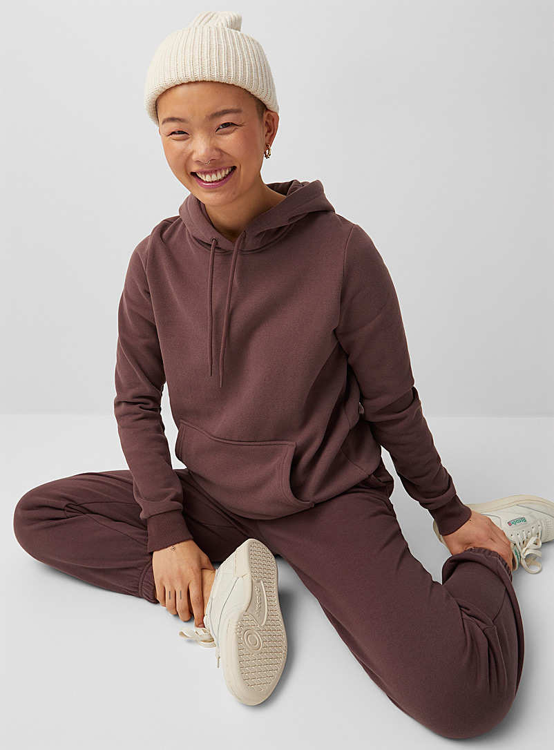 Twik Dark Brown Fleece-lined hoodie for women